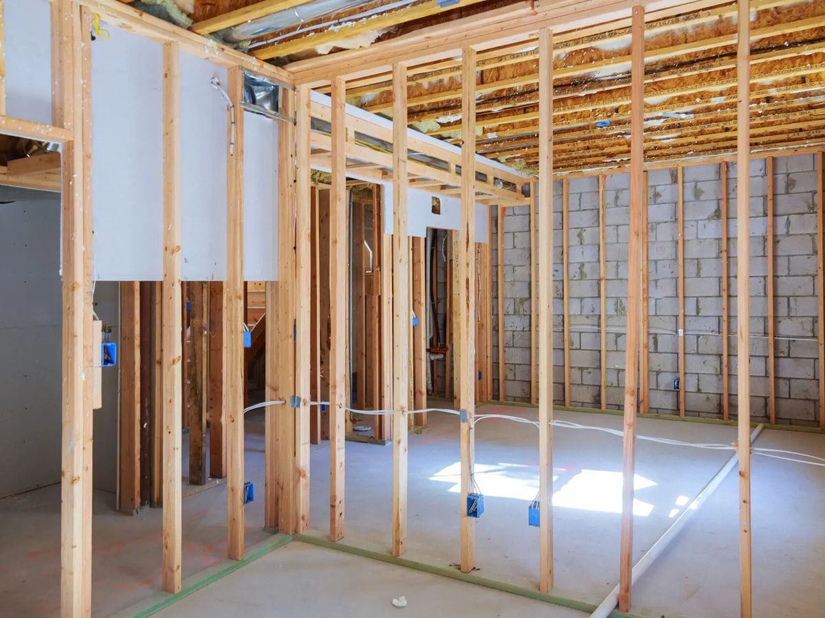 Framed basement ready for finishing