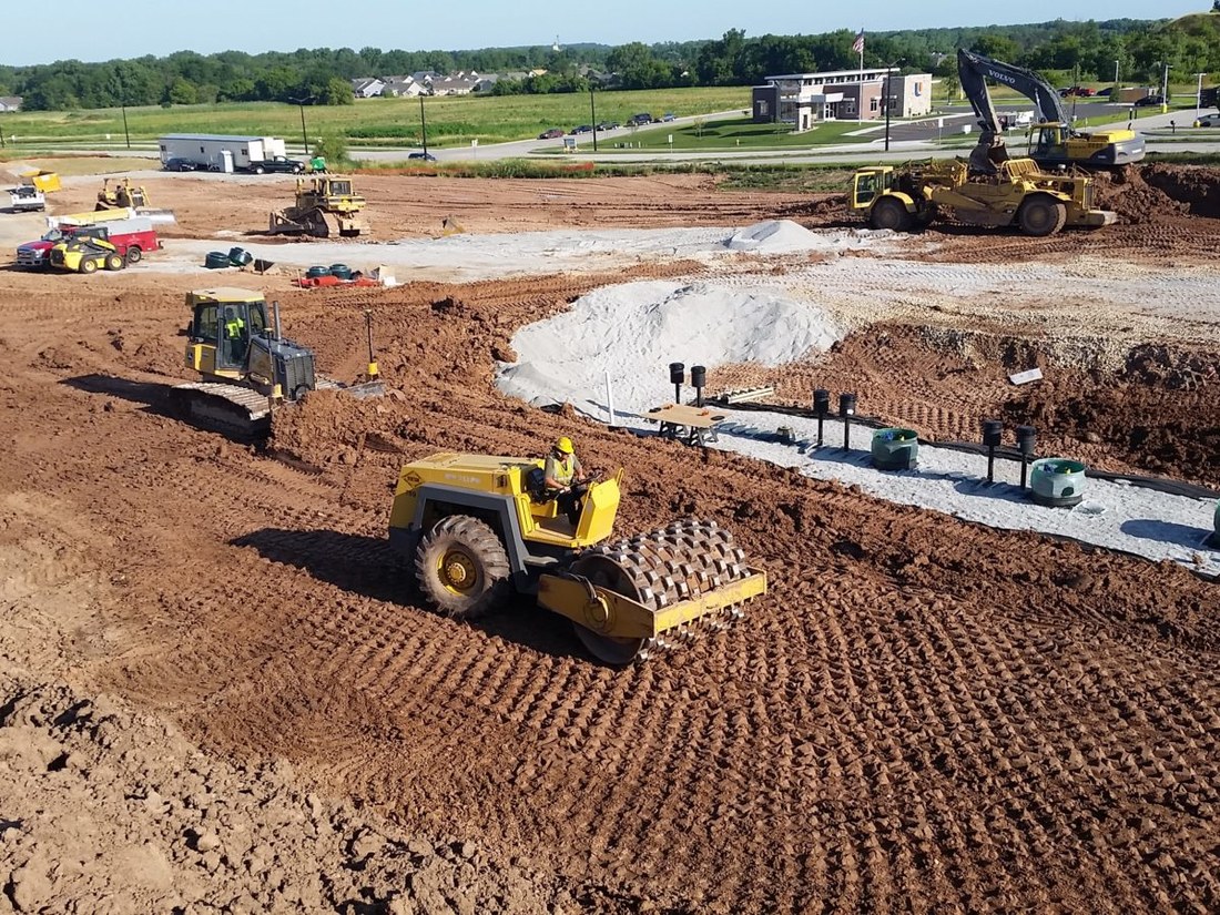 Graded ground prepared for drainage